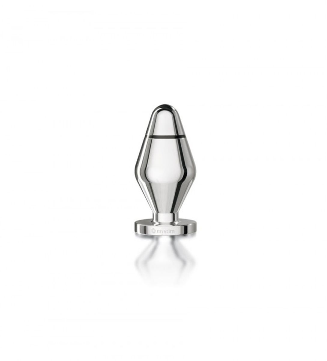 Mystim Little John silver metal butt plug with rounded tip