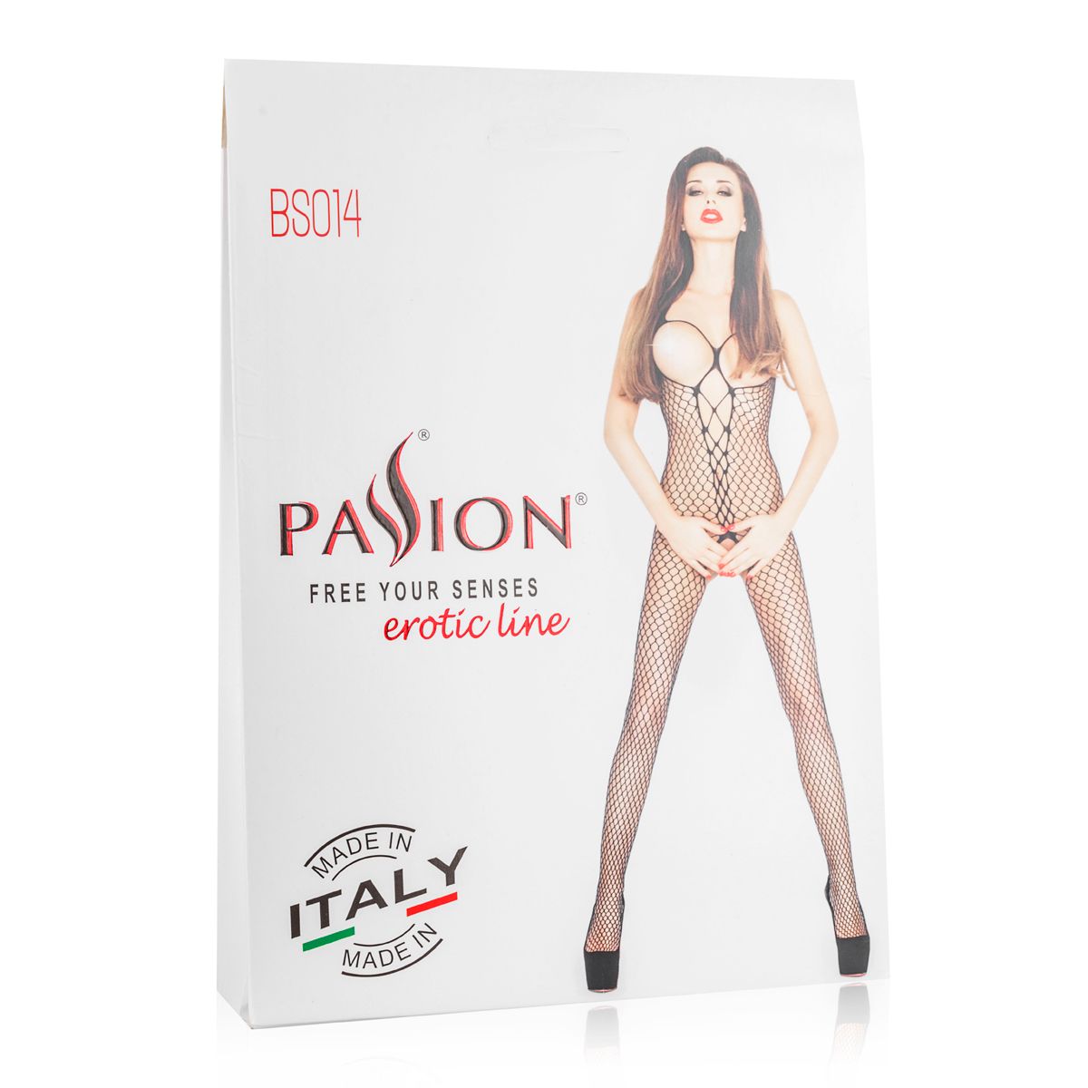 Red Net Bodystocking With Open Cups | Passion
