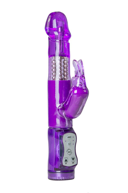 EasyToys purple rabbit vibrator with controls and dual stimulators