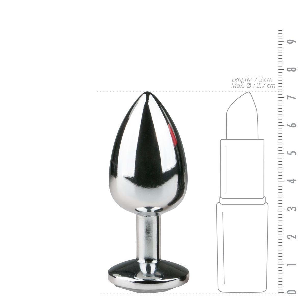 Metal Butt Plug Silver/Clear - S