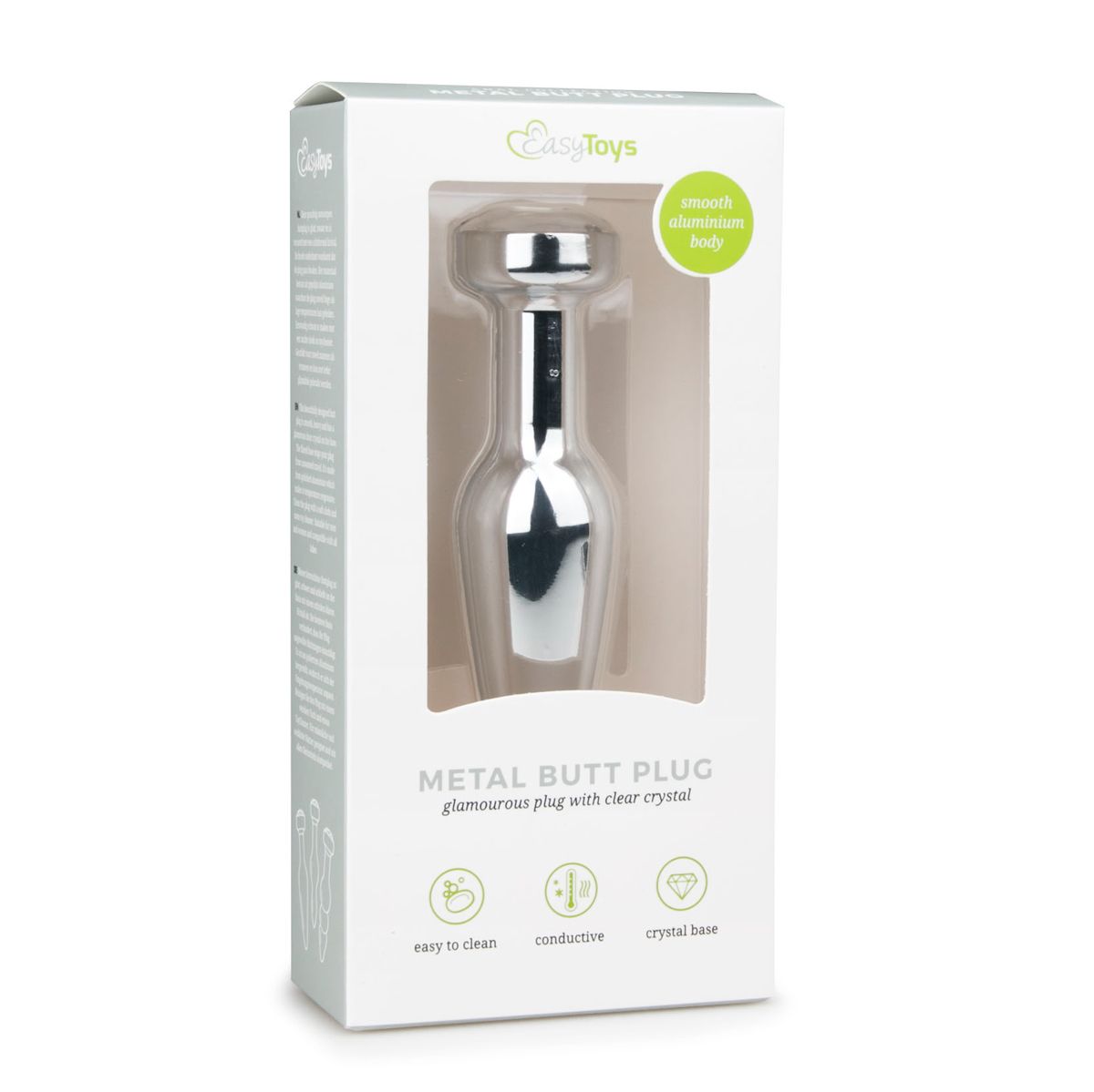 Metal Butt Plug Silver/Clear - L