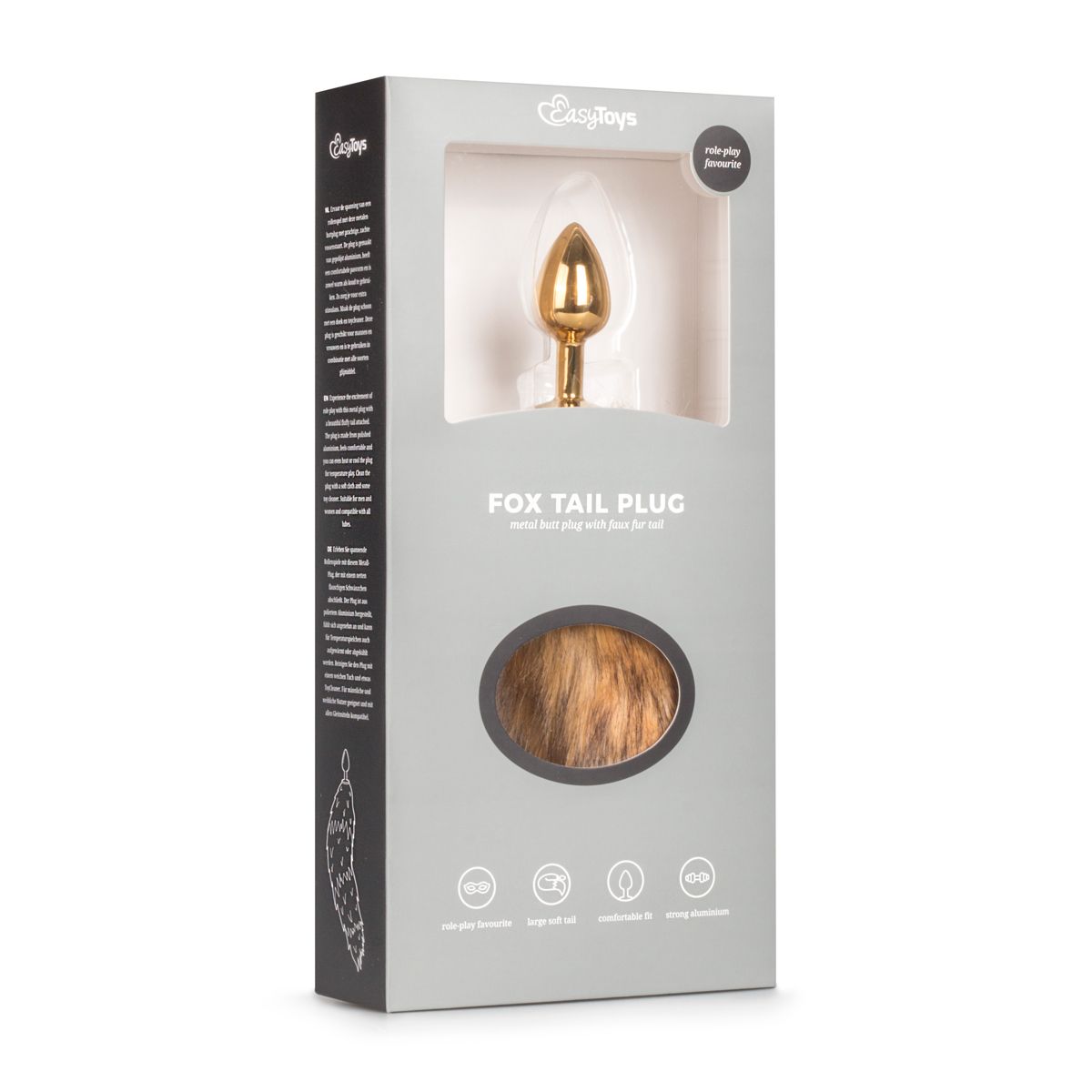Easytoys Fetish - Butt Plug Gold – Beige Fox Tail