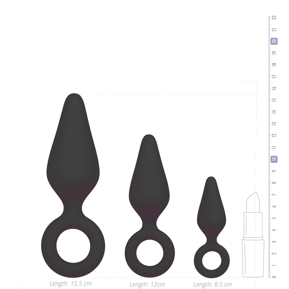 Black Buttplugs With Pull Ring Set | EasyToys