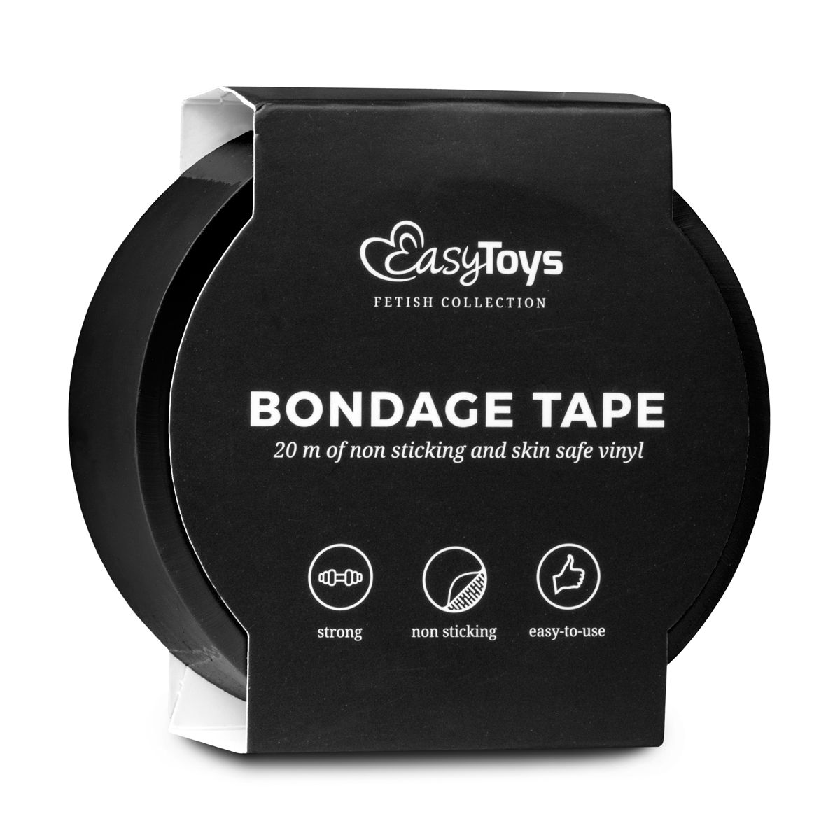 Black Easytoys bondage tape roll in retail packaging
