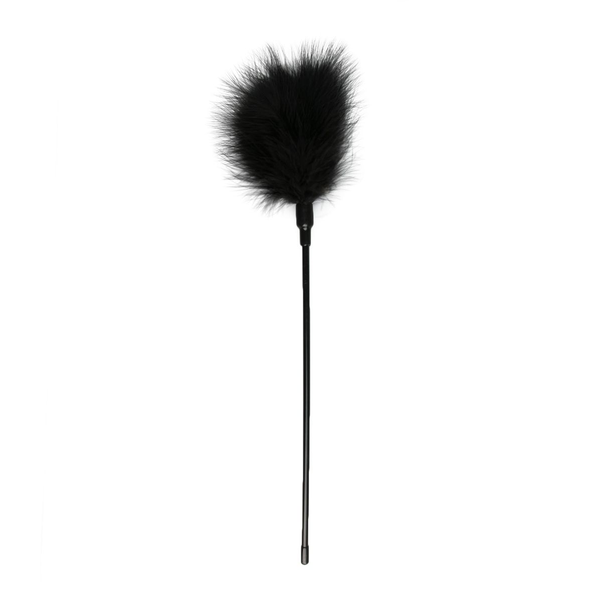 Long black feather tickler with slim handle