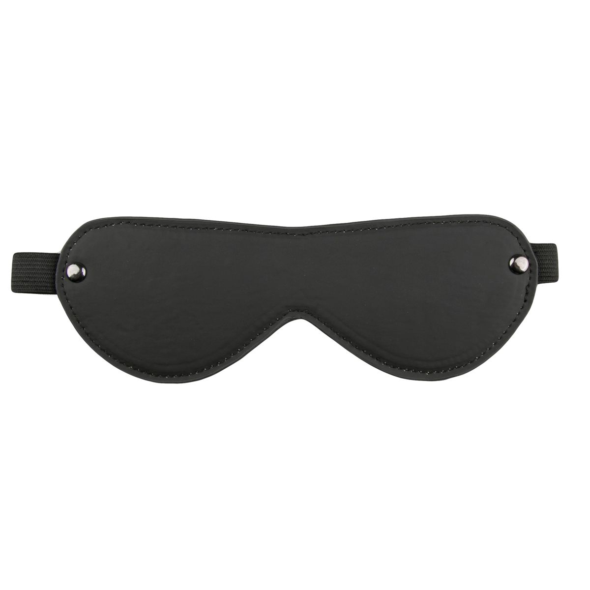 Black leather eye mask by Easytoys Fetish Collection with elastic strap