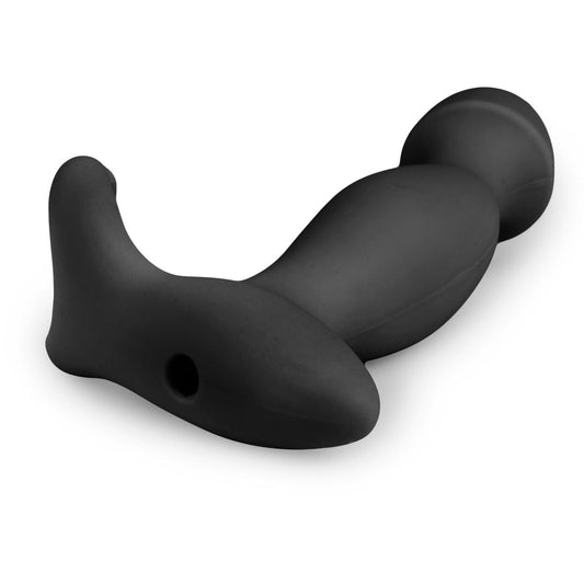 Black Pounding Pete prostate vibrator with rounded base and curved profile