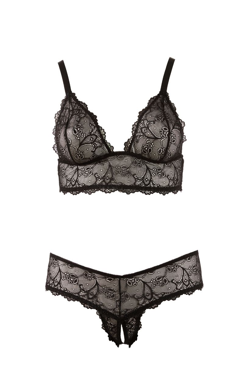 Cottelli Collection - Bra and crotchless G-string