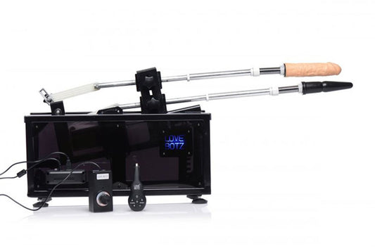 Athena's Ultimate sex machine with black motor base and clear thrusting arm