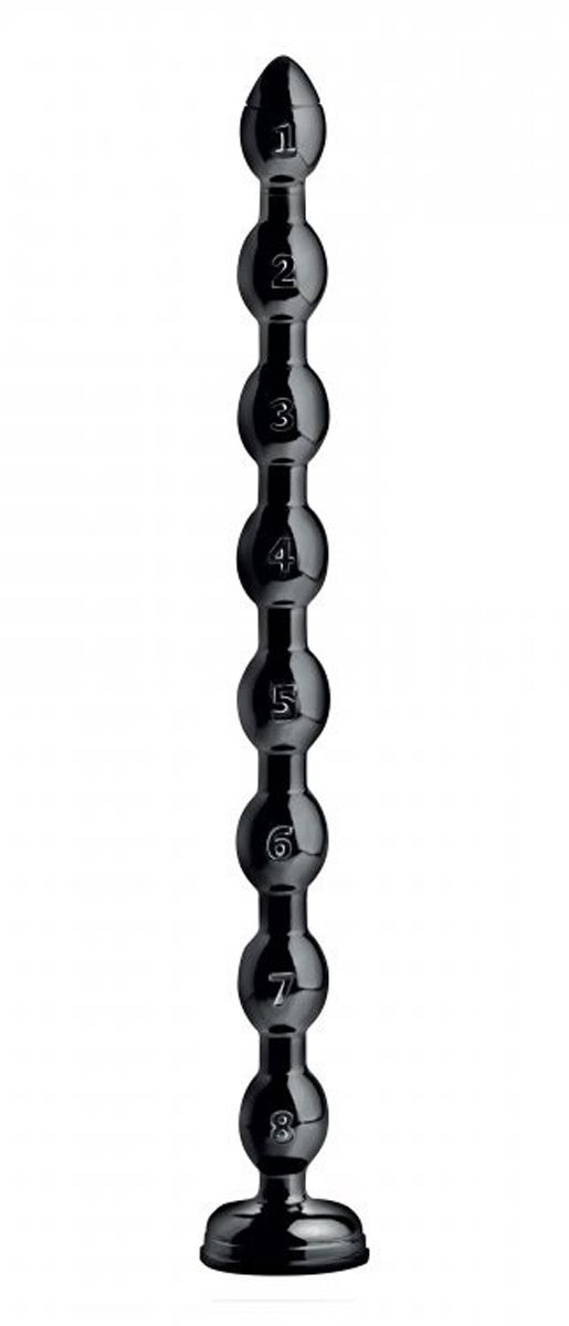 Black beaded anal snake dildo with suction cup base