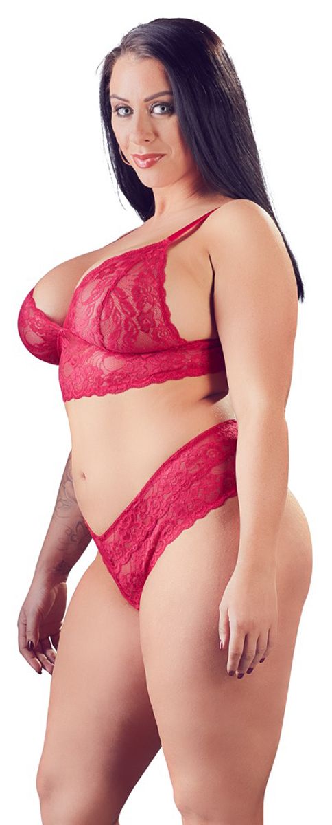 Cottelli Collection - Lace Bra Set With Open Crotch