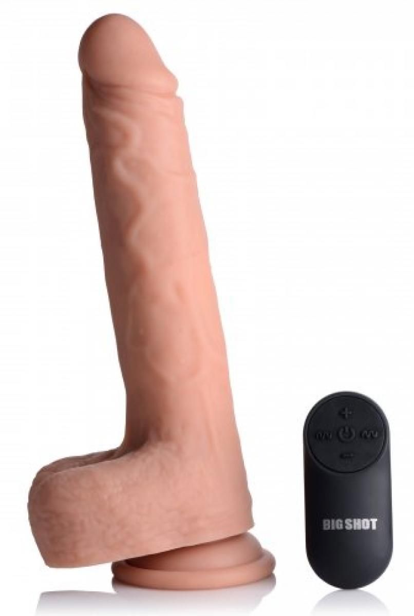 Vibrating and thrusting XL realistic dildo with suction cup and remote