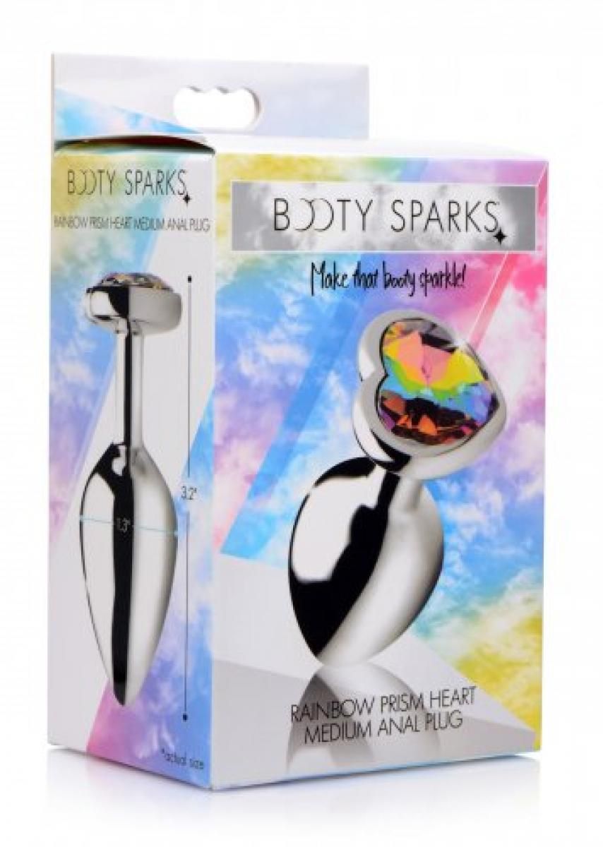 Booty Sparks - Rainbow Heart Butt Plug - Medium