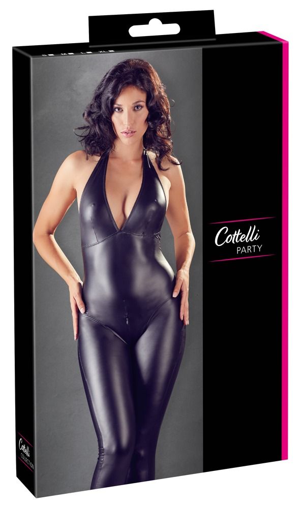 Crotchless Sexy Wetlook Catsuit