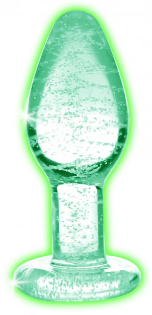 glass lingerie Glow-In-The-Dark Glass Anal Plug Small by XR Brands
