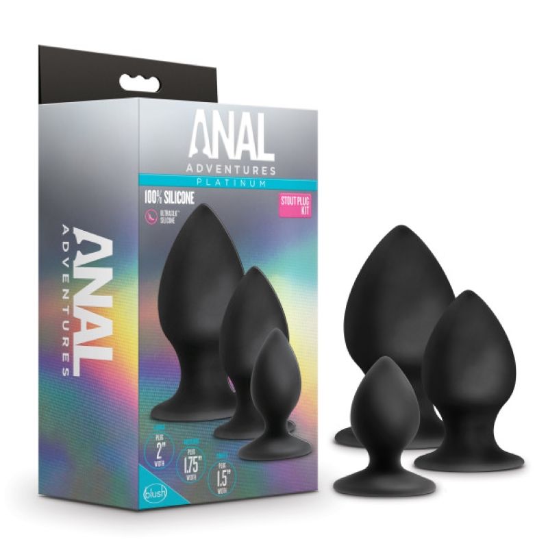 Anal Adventures Platinum Anal Stout Plug Kit butt plug