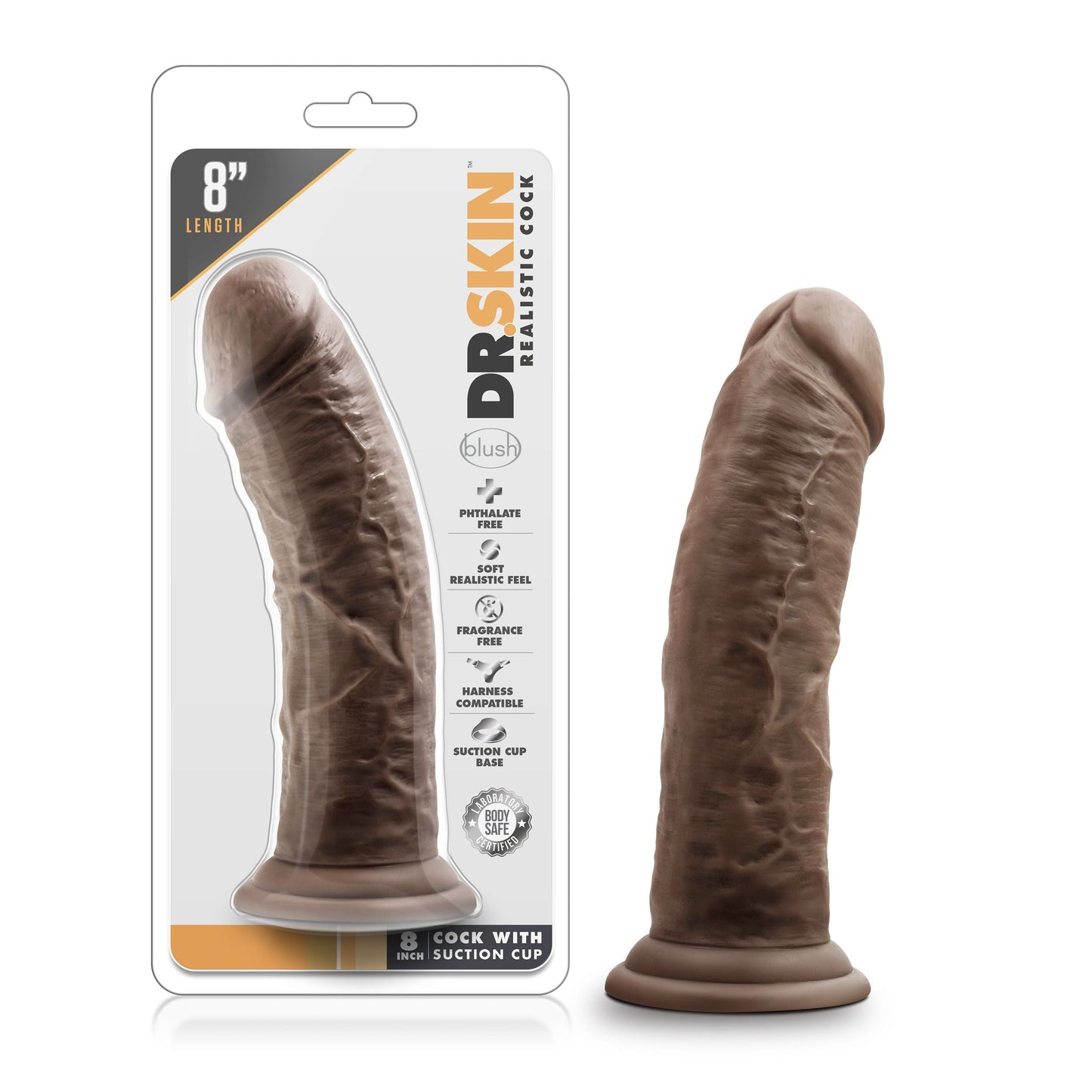 Dr. Skin - Realistic Dildo With Suction Cup 8'' Chocolate