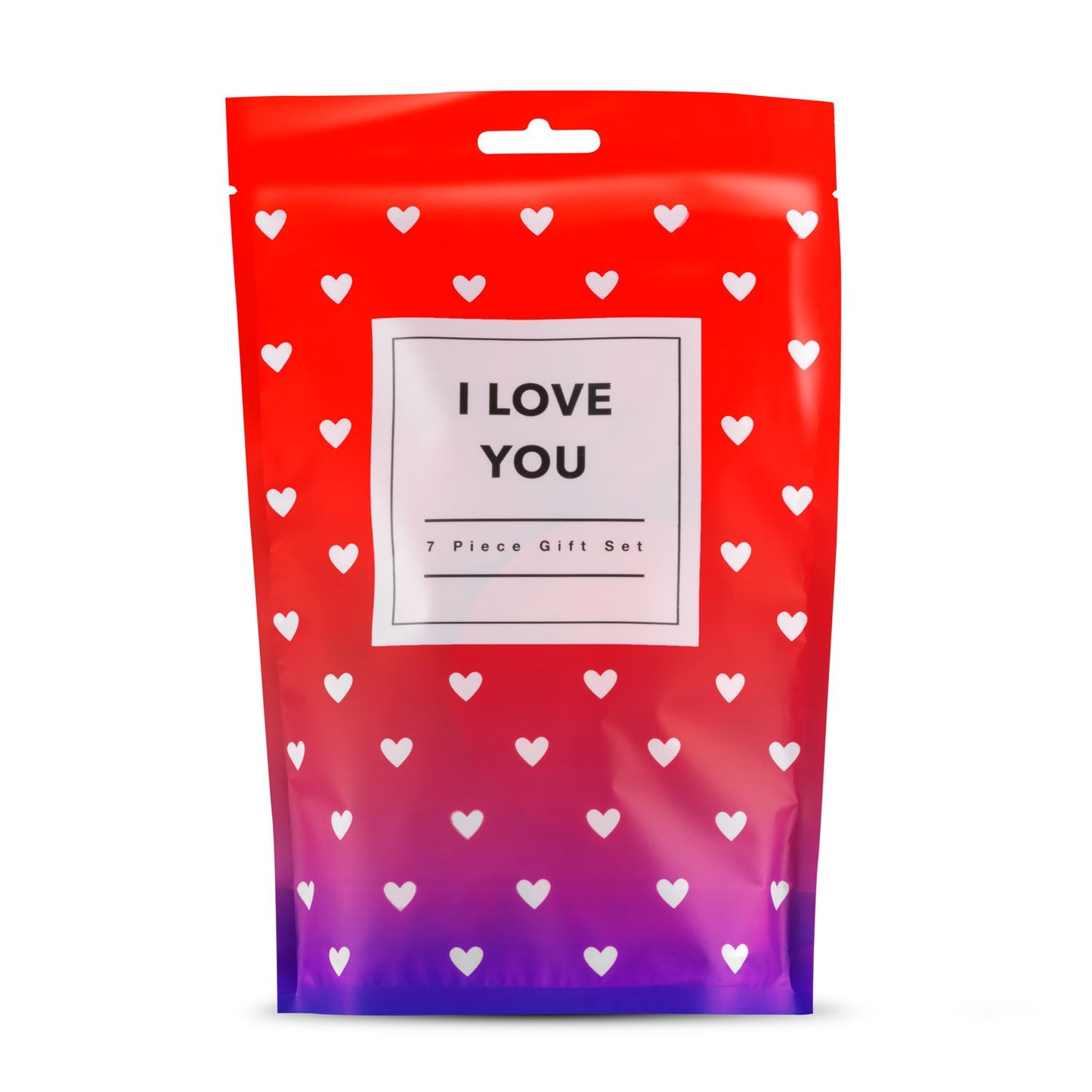 Loveboxxx I Love You pouch in red and purple with heart pattern