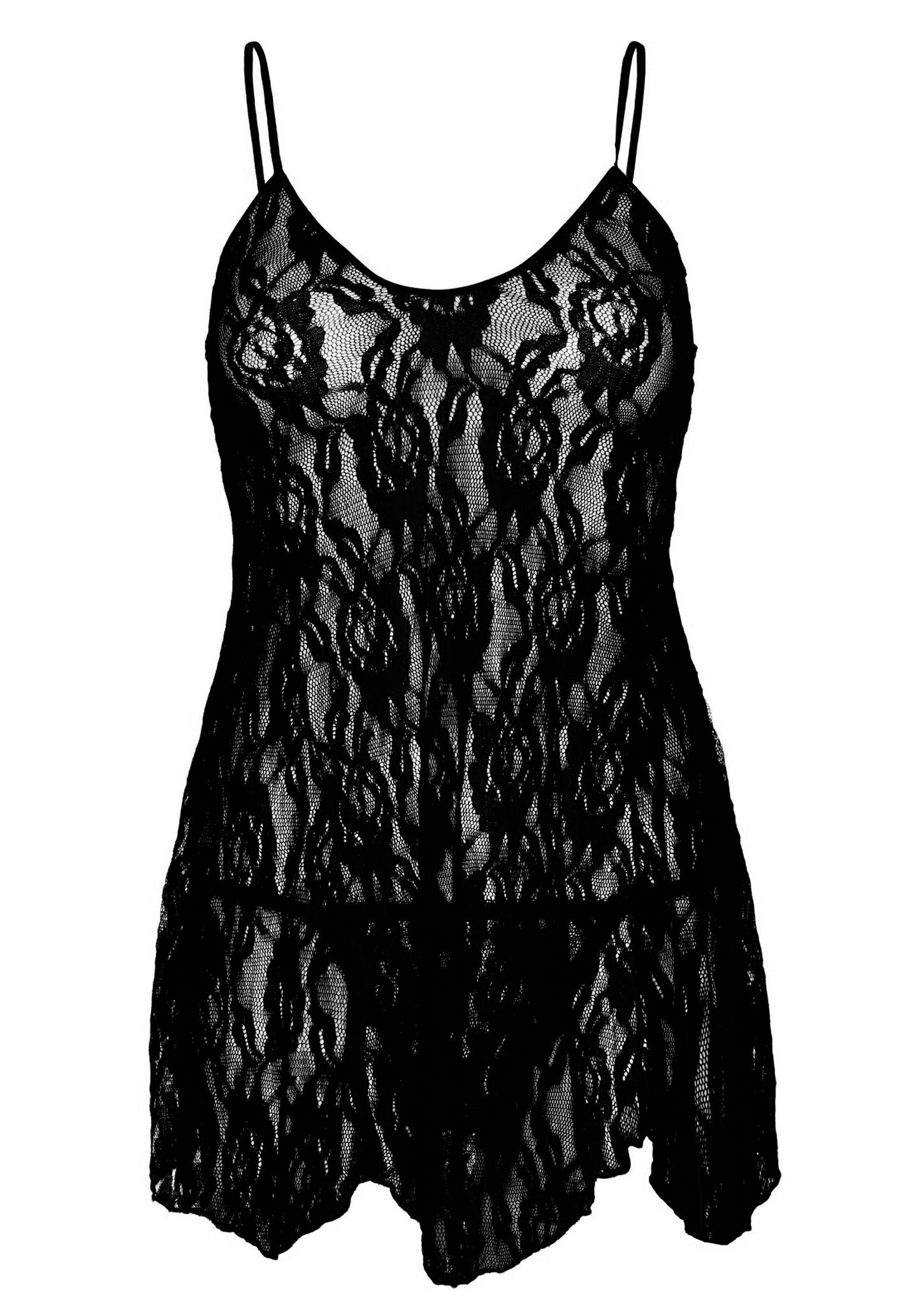 My Dreams Rose Lace Babydoll - Black
