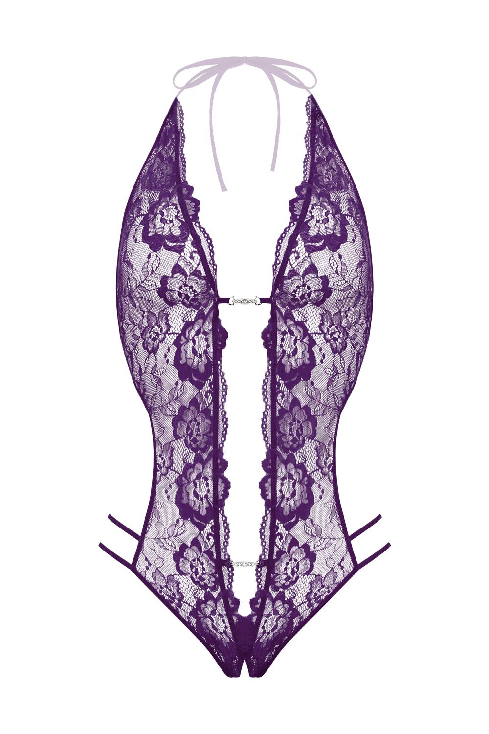 Christine - Renee Lace Thong Bodysuit - Purple
