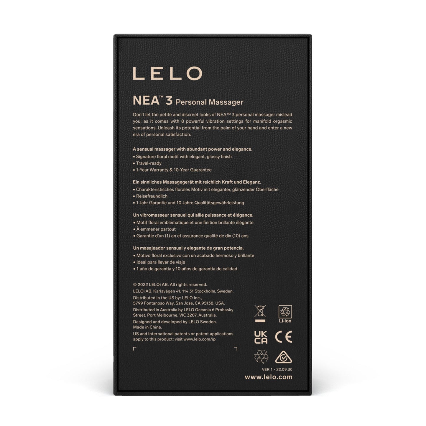 LELO- Nea 3 Personal Massager - Pitch Black