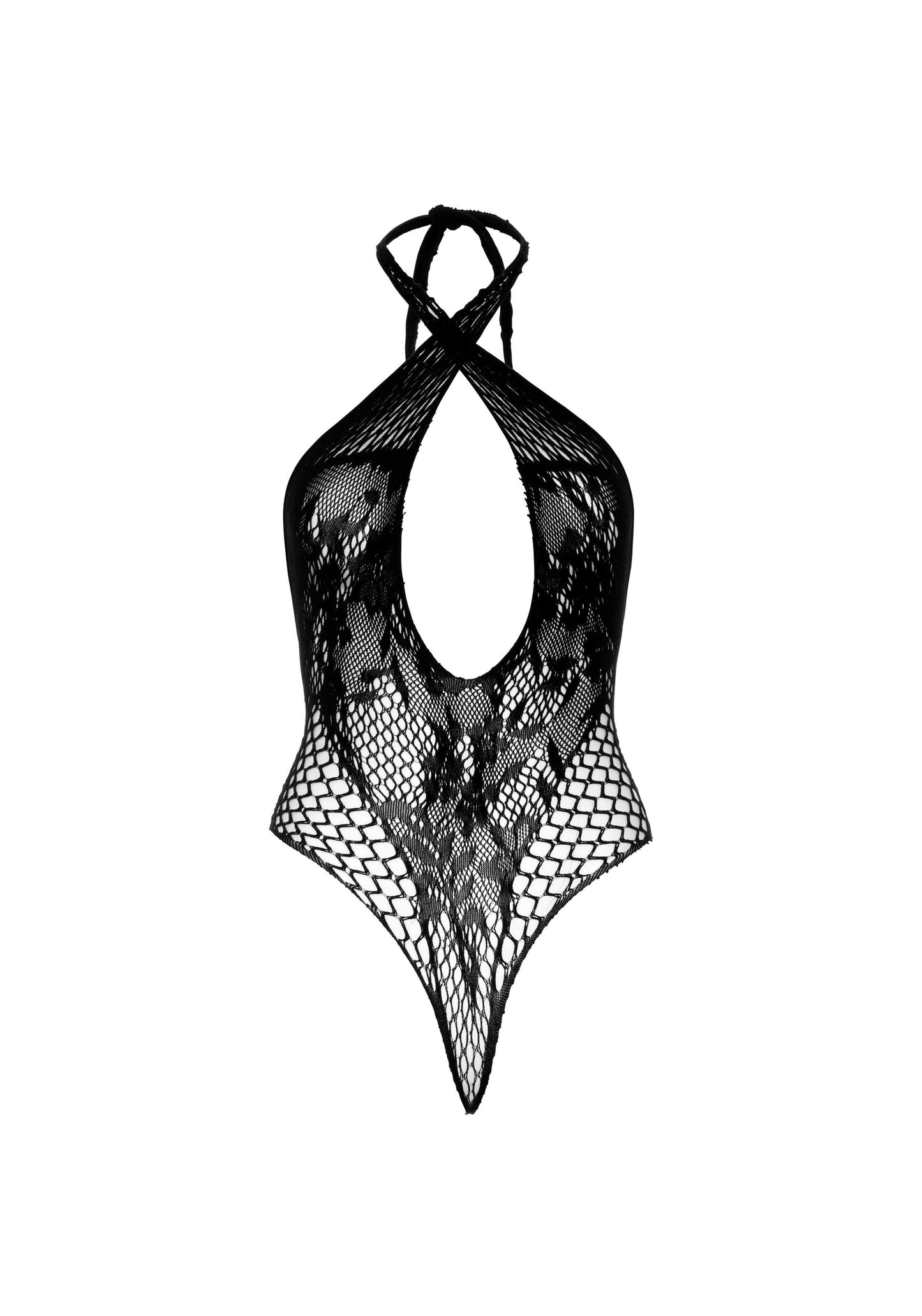 Halterneck Lace Bodysuit - Black