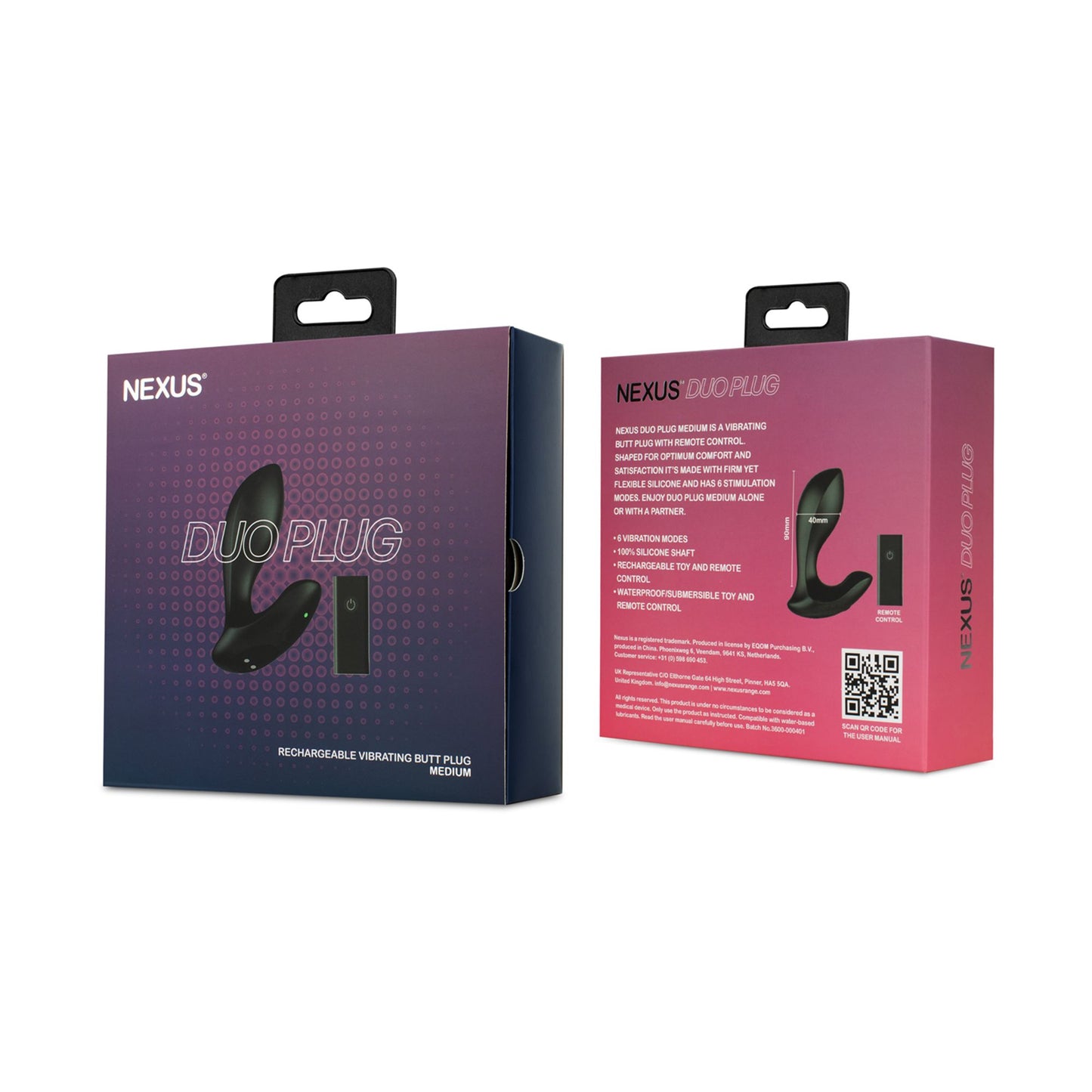 Nexus - Duo Remote Control Beginner Butt Plug Medium - Black