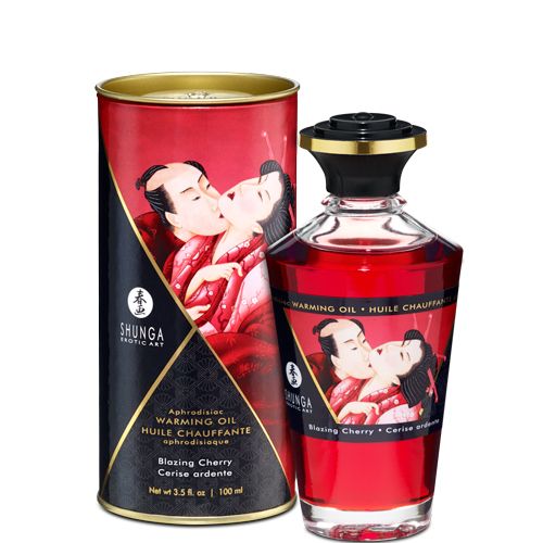 Shunga Aphrodisiac Warming Oil Blazing Cherry 100 ml intimate set