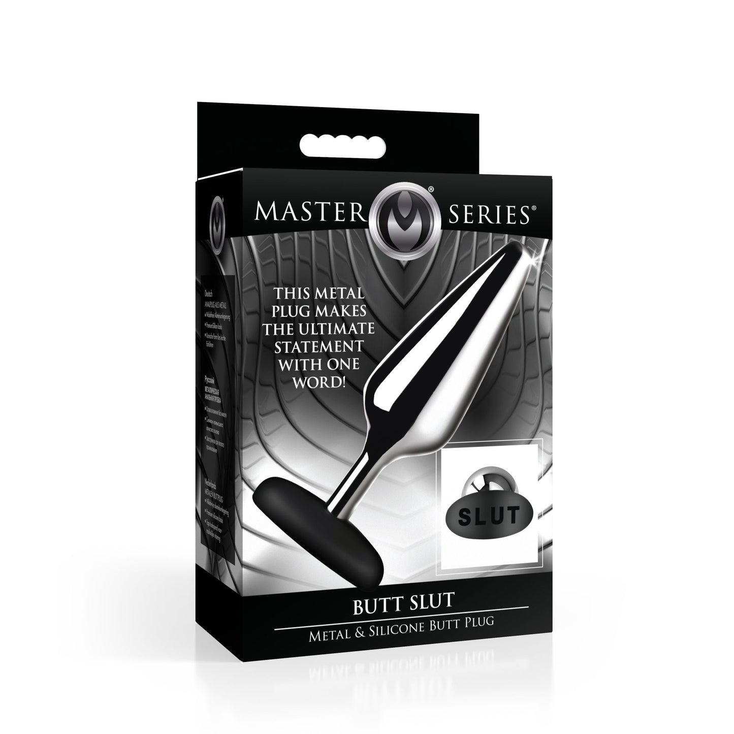XR Brands - Butt Slut Metal & Silicone Butt Plug - Silver – Metal Butt Plug