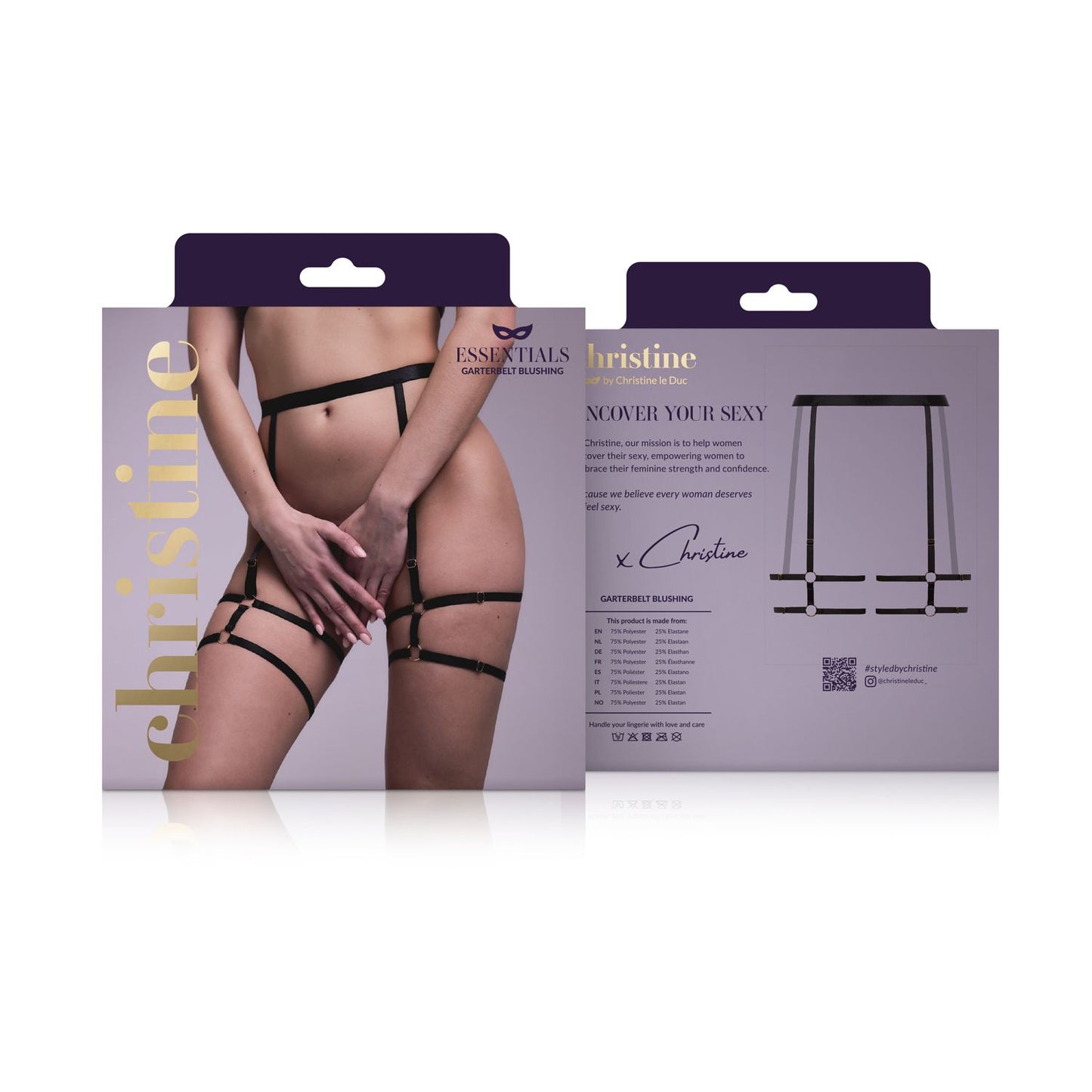 Christine - Strappy Garterbelt Blushing - Black