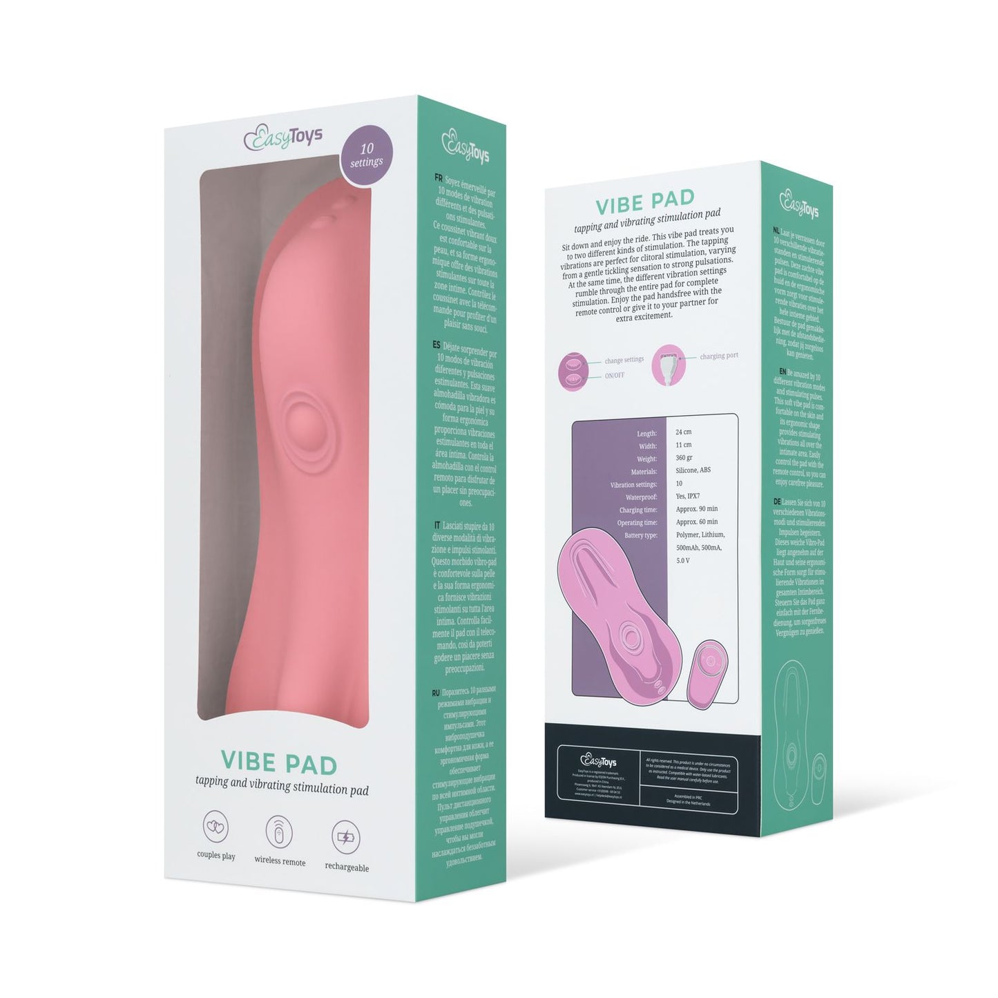 EasyToys – Vibe Pad Tapping & Vibrating Pad with Remote – Pink