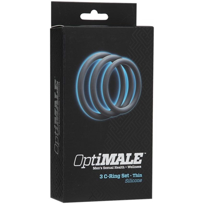 Doc Johnson - OptiMALE 3 C-Ring Set Thin - Grey – Cock Ring