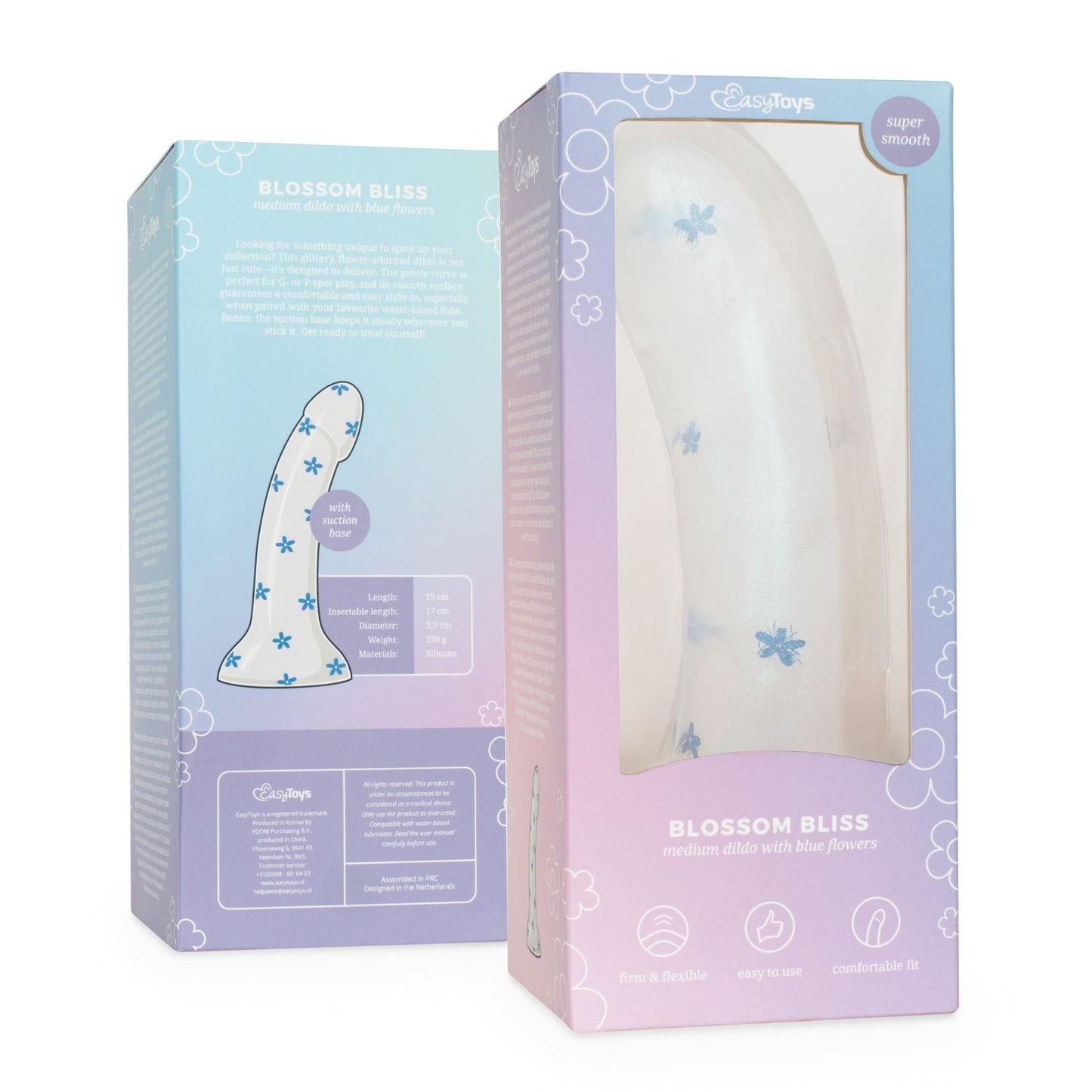 Dildo Coleção Blossom Bliss – Design Azul Brilhante 19 cm