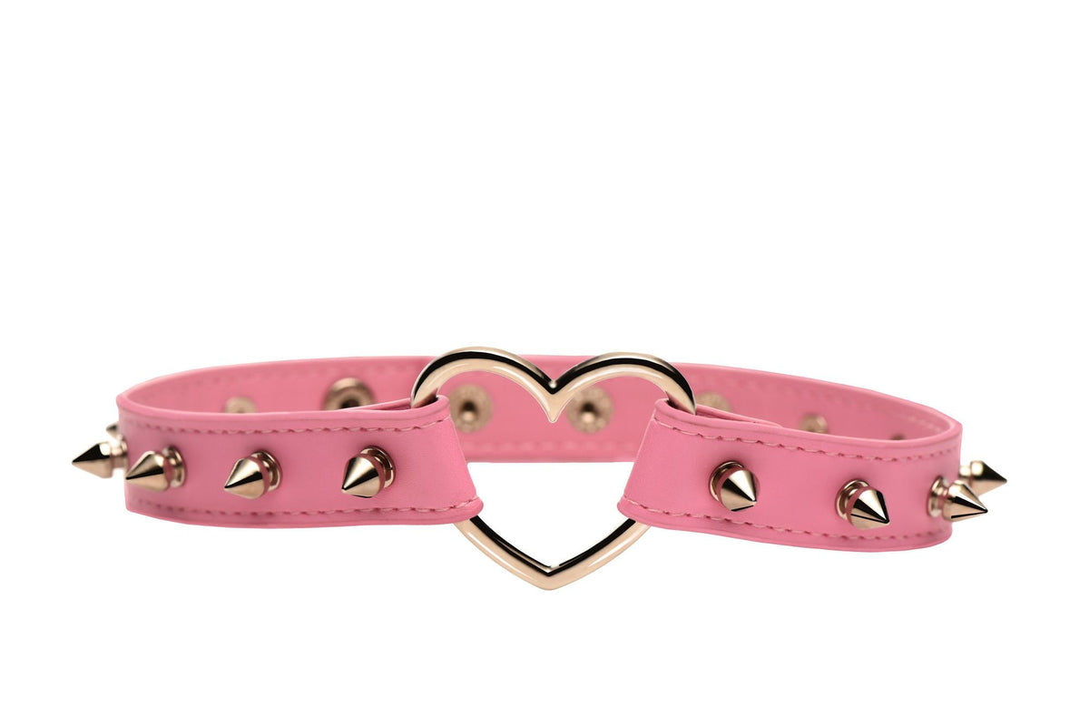 Xr Brands - Spiked Heart Choker Pink