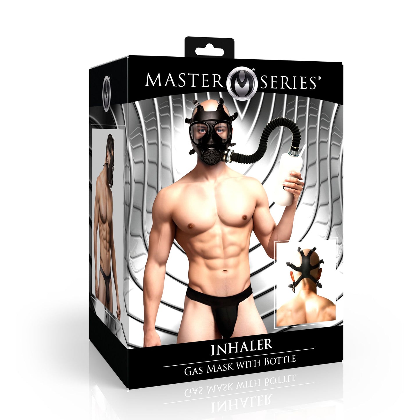 XR Brands - Inhaler Gas Mask with Bottle - Black & White – Bondage Gear