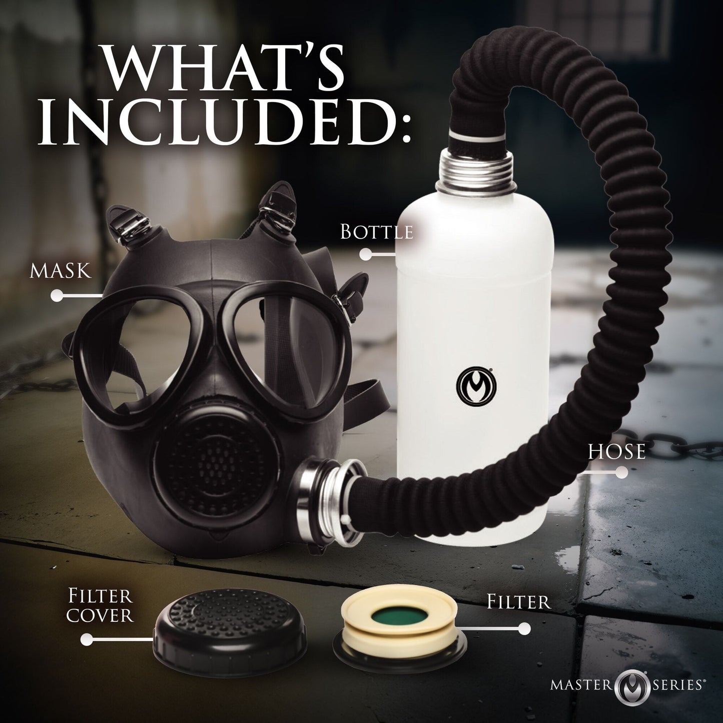 XR Brands Inhaler Gas Mask with Bottle Black & | Master Series