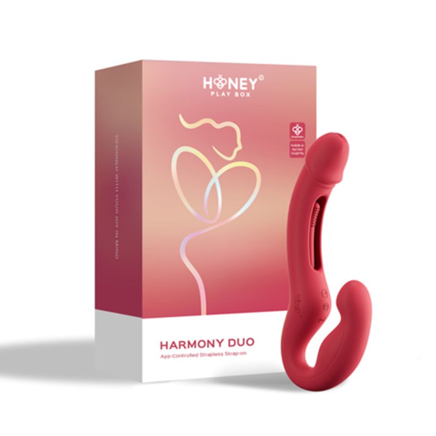 HoneyPlayBox - App-Controlled Strapless Couples Vibrator - Red