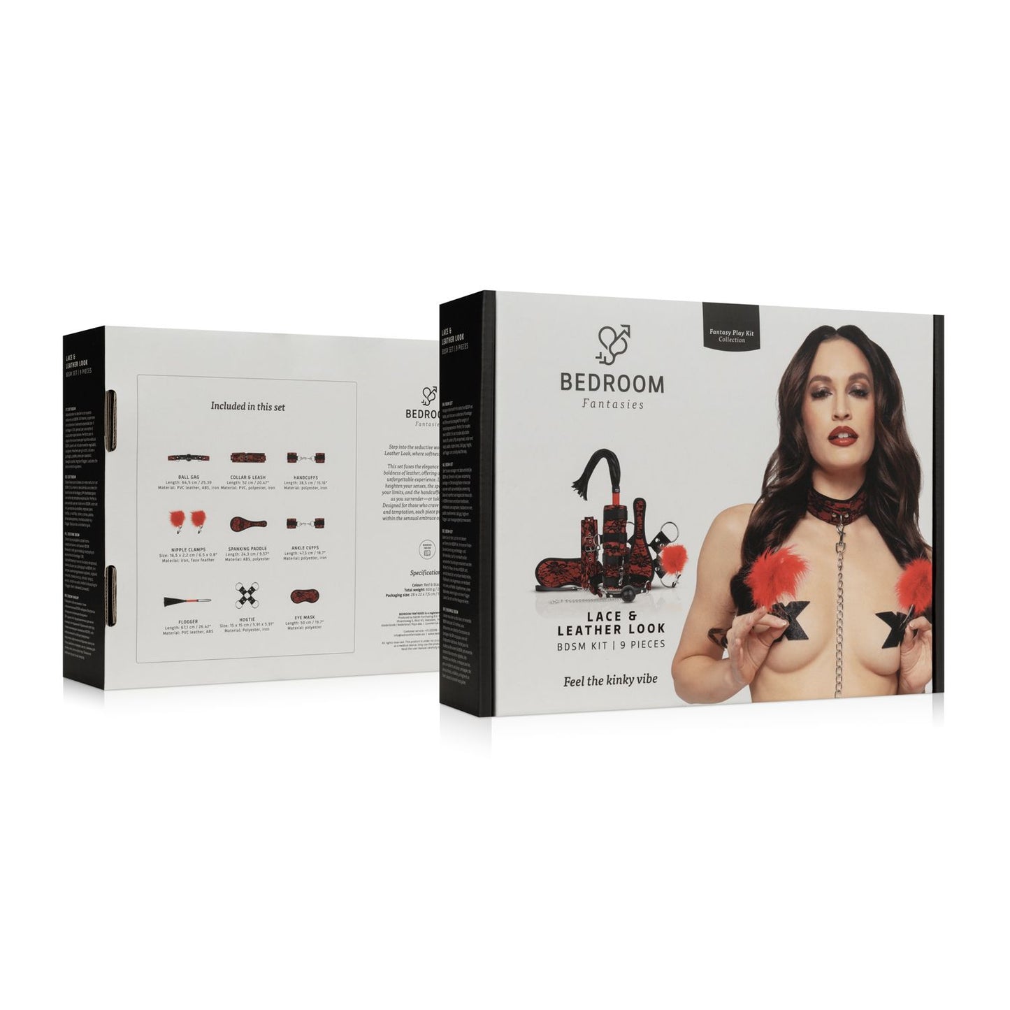 Bedroom Fantasies - Lace & Leather Look - 8 Piece Bondage Set - Red – Bondage Kit