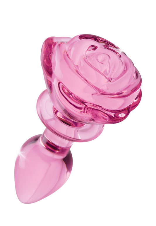 XR Brands BOOTY SPARKS Rose Glass Anal Plug Small Pink butt plug