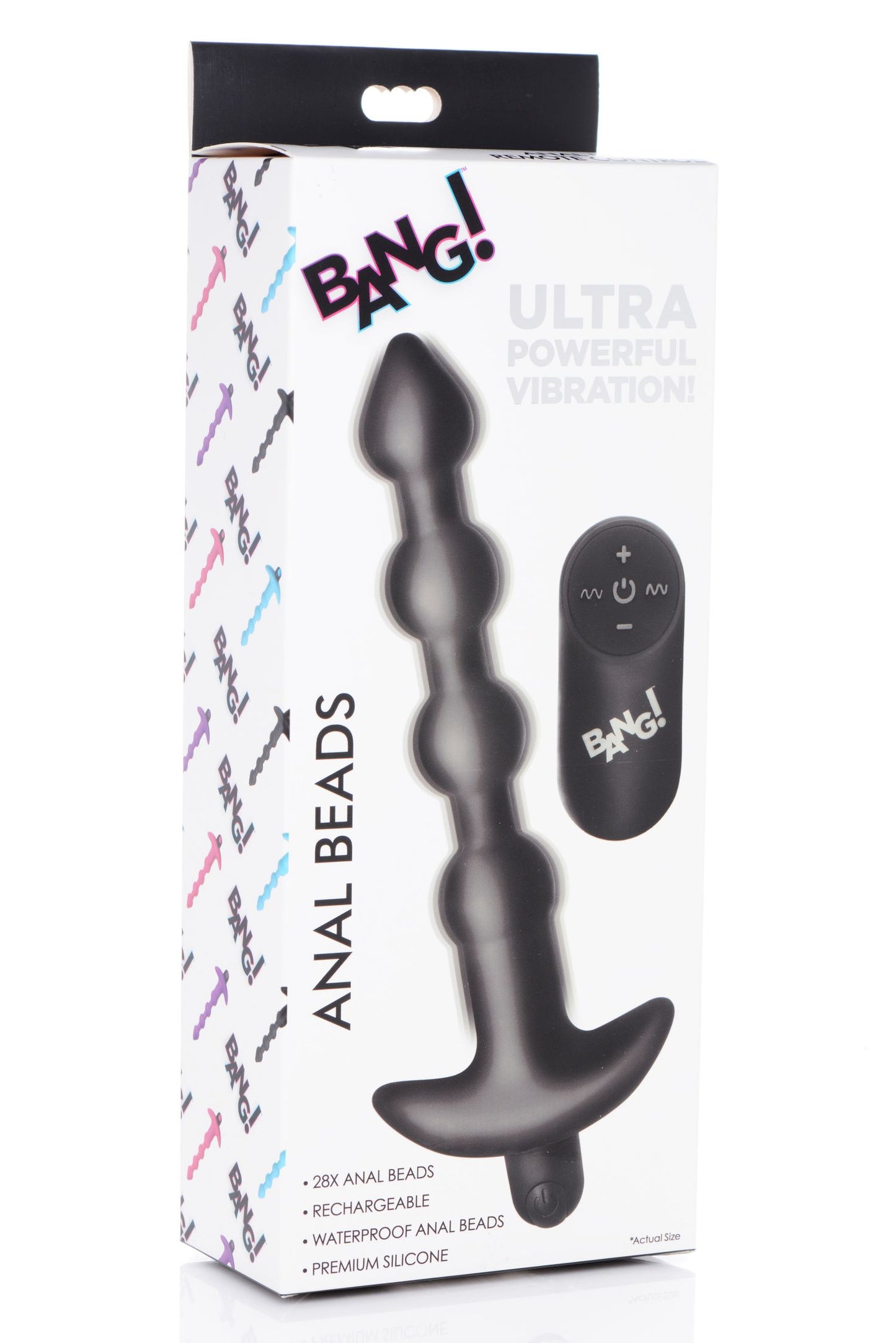 Bang! - 28x Remote Control Vibrating Silicone Anal Beads - Black