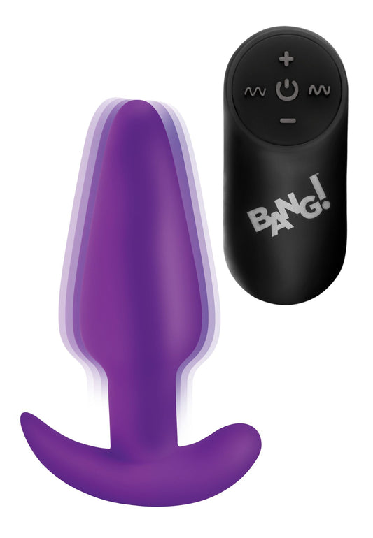 XR Brands BANG! Vibrating Butt Plug with Remote Control Purple lingerie