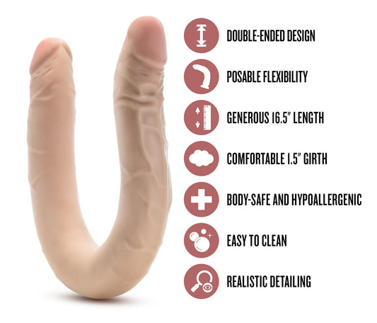 Dr. Skin - Plus 35.5 Cm Flexible Double Dildo - Beige