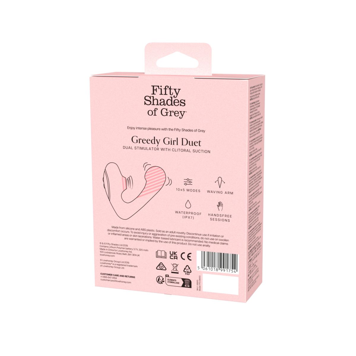 Fifty Shades of Grey - Greedy Girl Duet Air Pressure Vibrator - Black – Clitoral Suction Toy