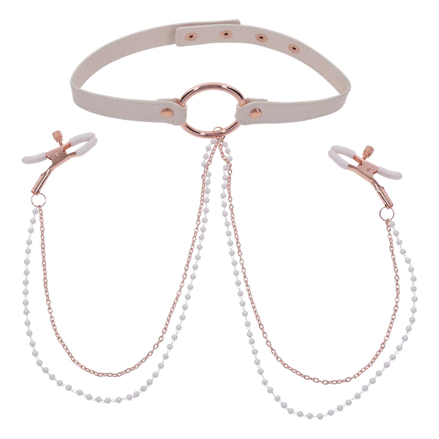 S&M Peaches ‘n CreaMe Collar with Nipple Clamps | Sportsheets