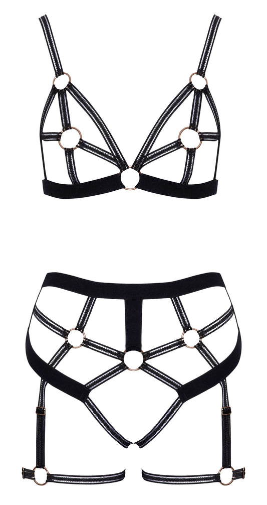 Cottelli Collection Cottelli LINGERIE Ouvert Set Bra & Thong Black lingerie