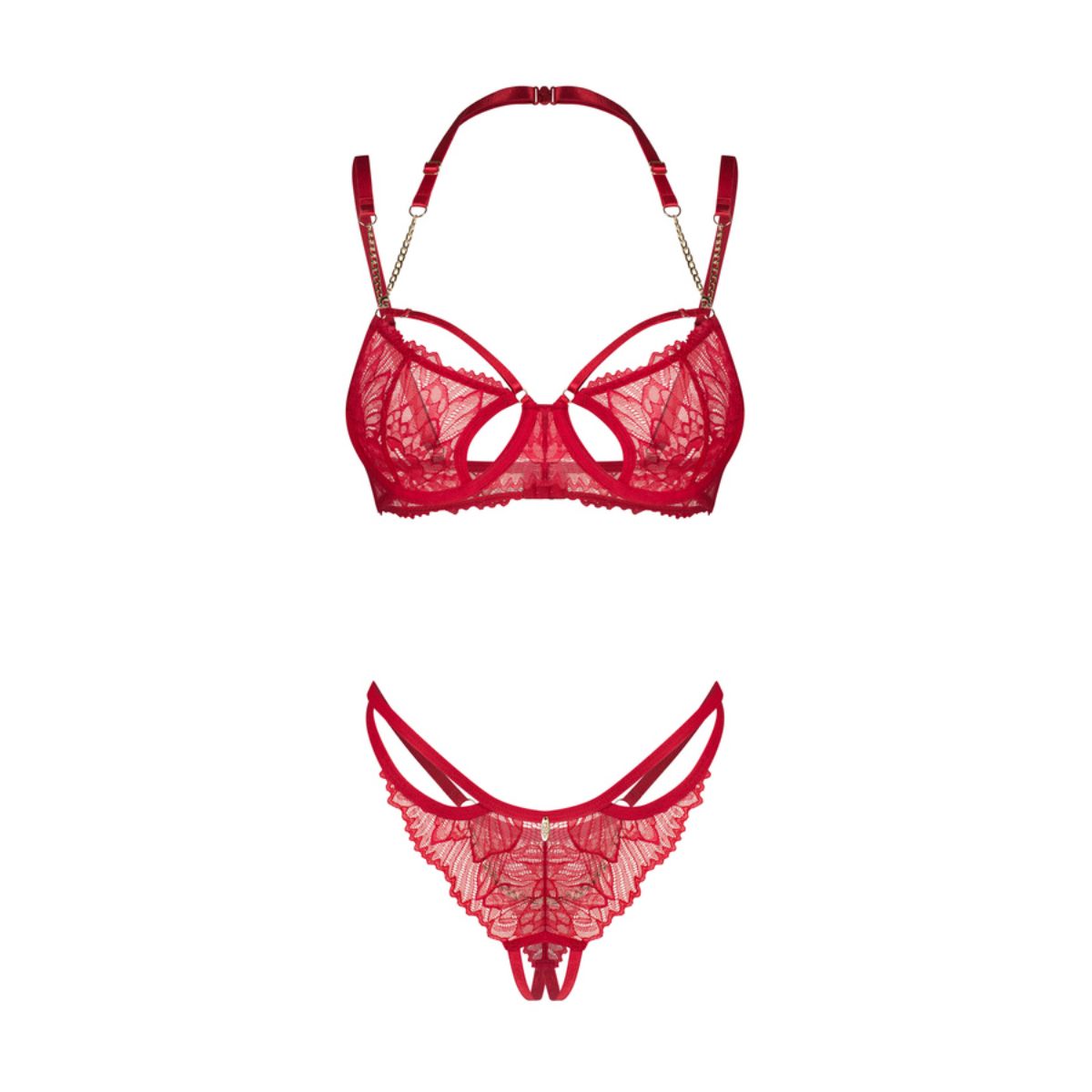 Obsessive – Matildea 2-Piece Crotchless Set – Red – Crotchless Knickers