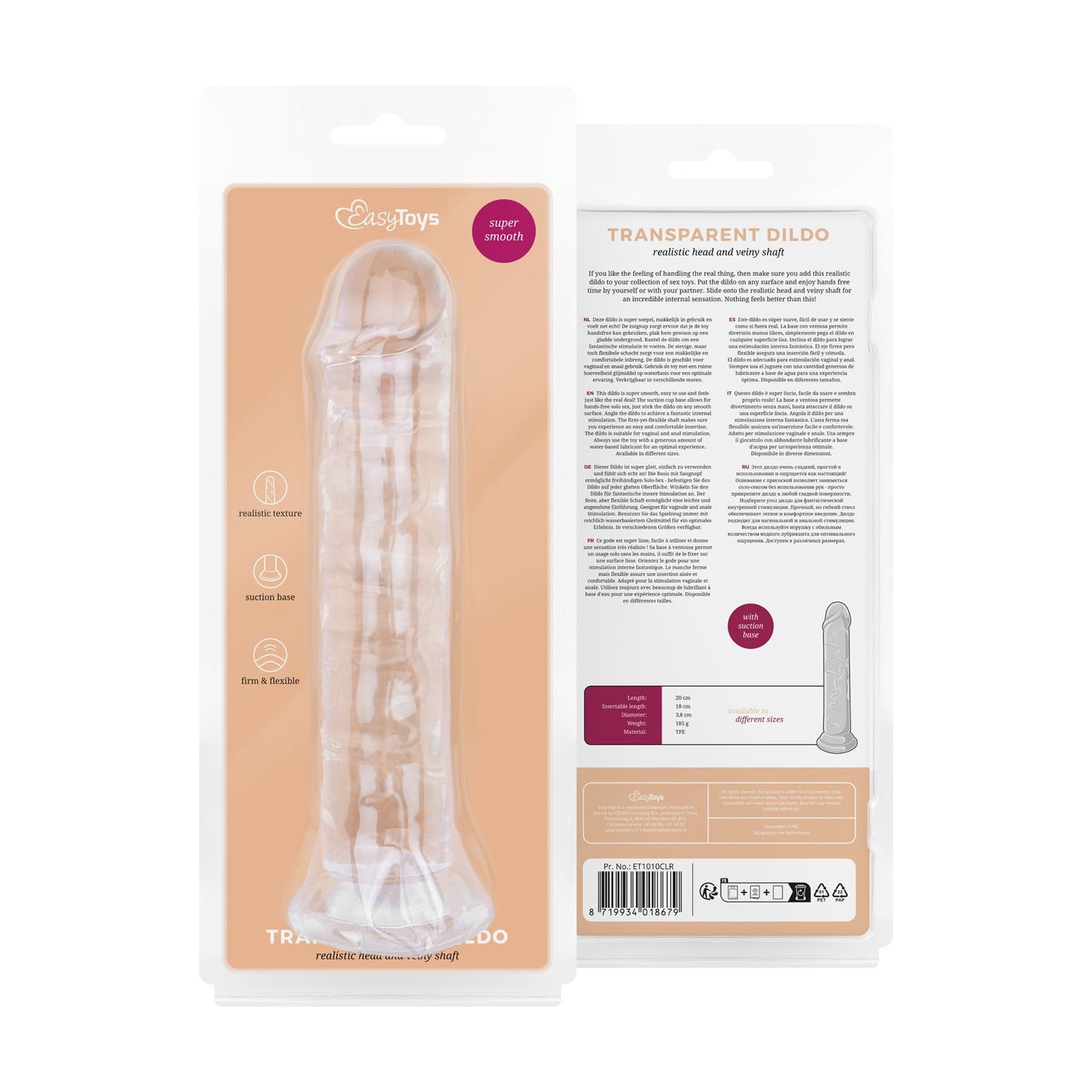 Jelly Dildo without balls - 18 cm