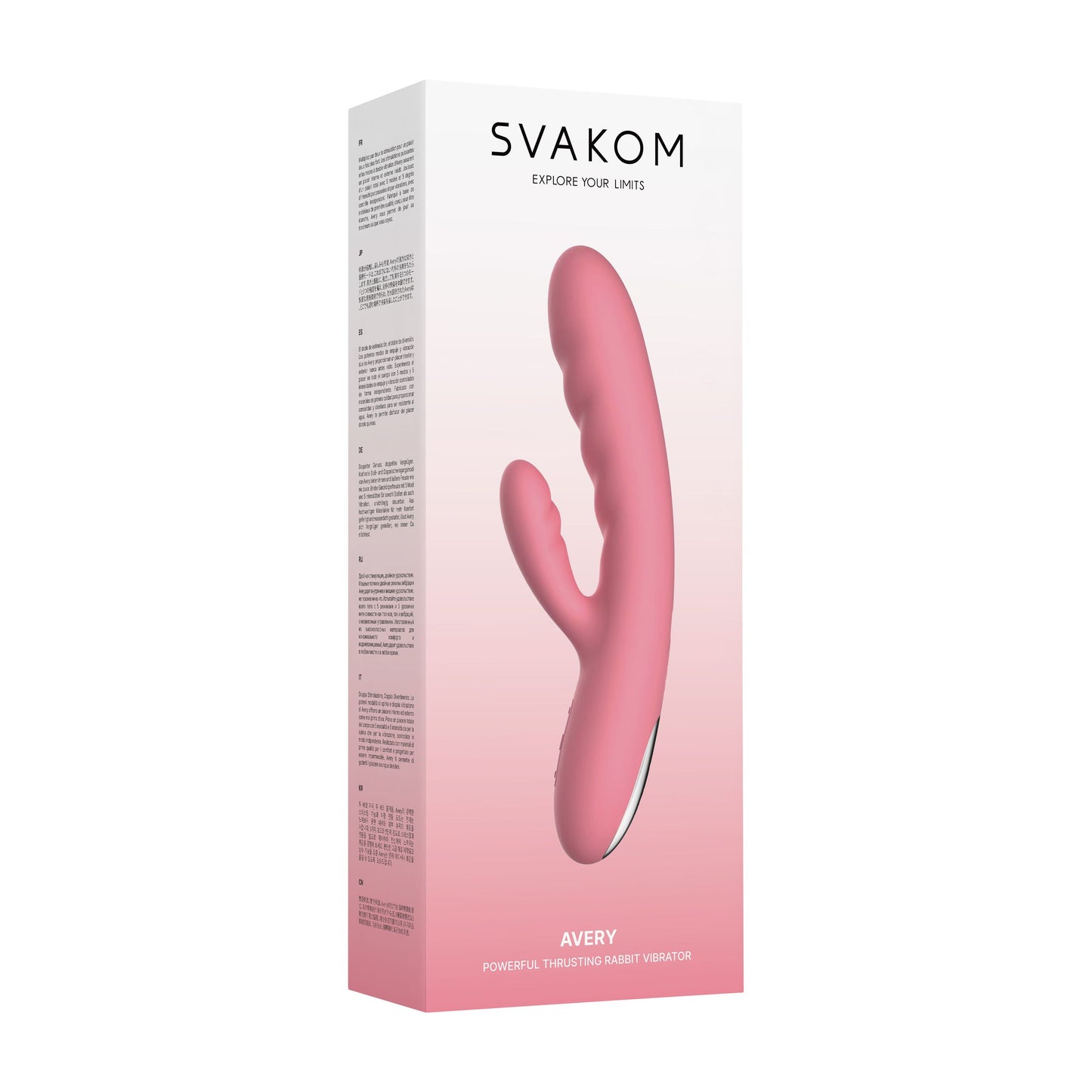 SVAKOM - Avery Thrusting Rabbit Vibrator - Strawberry Pink – G Spot Rabbit Vibrator