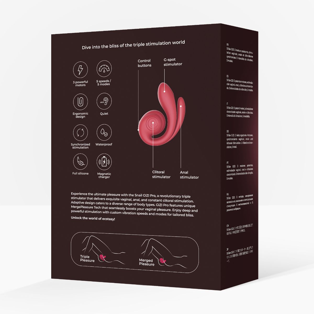 SVibe - Vibrador Triplo Gizi Pro - Bordeaux