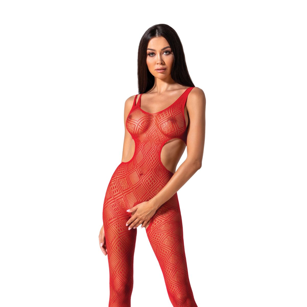 Geometric Open-Waist Catsuit Black | Passion
